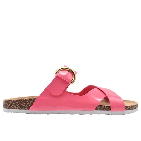 Vía Rosa Footbed Sandal Slip On Cross Straps New - Picture 1 of 16